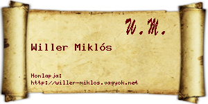 Willer Miklós névjegykártya